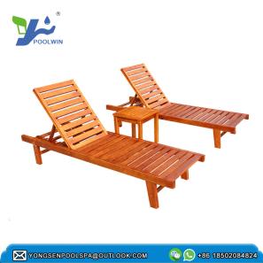 Corrosion-resistant wooden recliner for outdoor pool